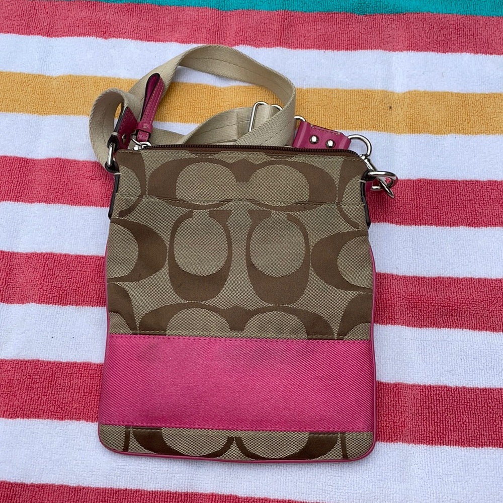 Canvas pink Coach crossbody